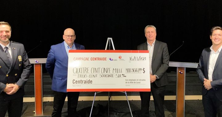 Laval remet plus de 411 000 $ à Centraide
