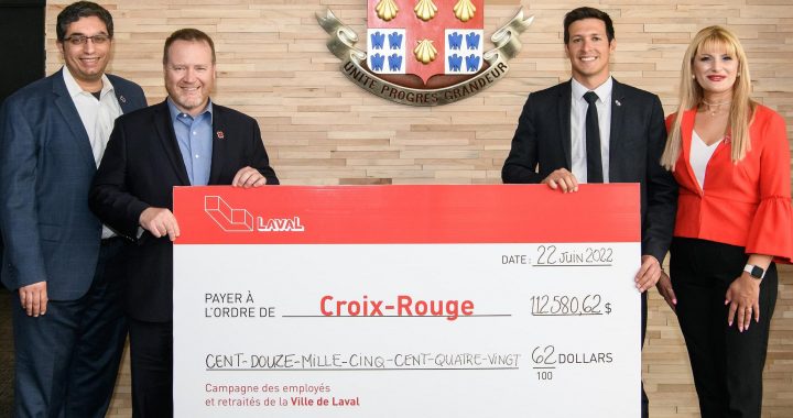 Croix-Rouge : plus de 110 000 $ amassés par les employés et retraités de la Ville de Laval